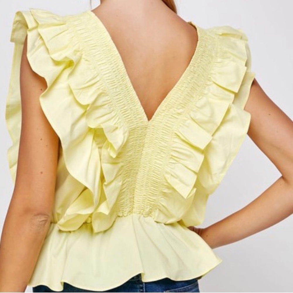 White Ruffle V-Neck top - Picture 3 of 7